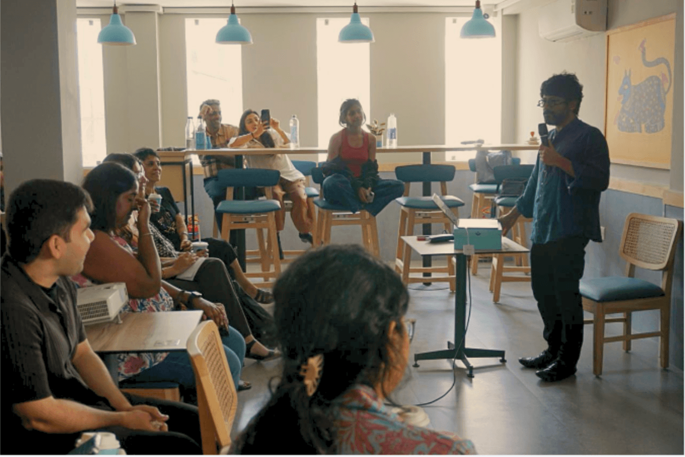 Intimate gathering at a Grounds for Thought event with Blue Tokai